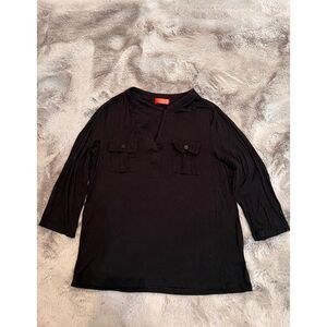 Love Scarlett Black Professional 3/4 Sleeve Henley Blouse Top Utility Pockets‎ M